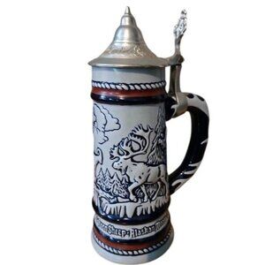 Beer Stein Avon Collectible Ceramic & Pewter Lidded